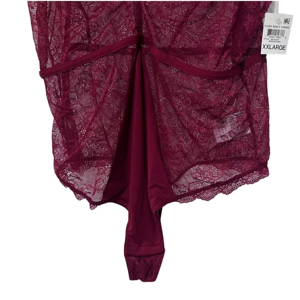 I.N.C. INTERNATIONAL CONCEPTS WOMENS LACE PLUNGE BODYSUIT MARASCHINO RED XXLARGE - Picture 5 of 11